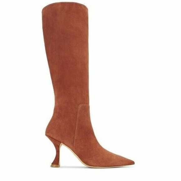 $795 Stuart Weitzman XCurve 85 Slouch Boot Pointed Toe Knee High Capucino 8.5 - Picture 5 of 5